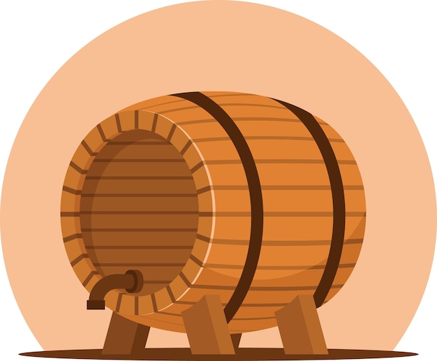 Vector Image Of A Wooden Barrel For A Wine Cellar Isolated On Transparent Background