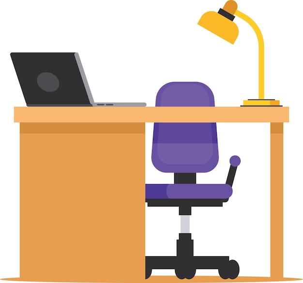 Vector Image Of A Work Desk With Laptop Computer Isolated On Transparent Background