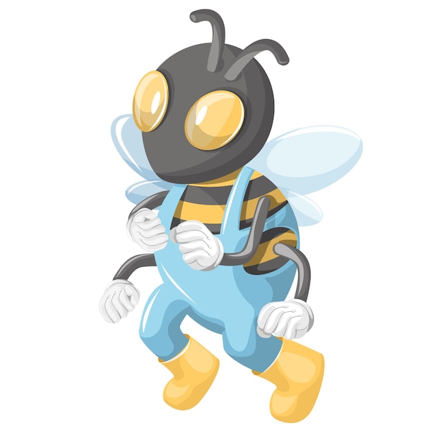 Vector image of a worker bee in overalls ready to perform any tasks