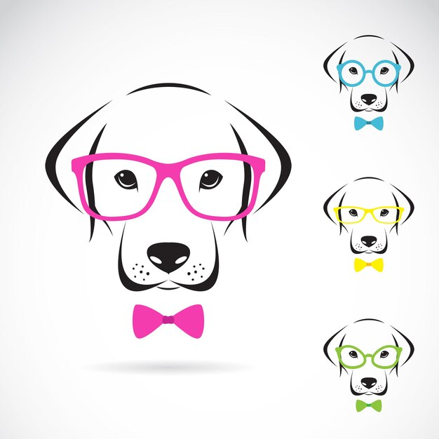 Vector images of dog Labrador wearing glasses on white background