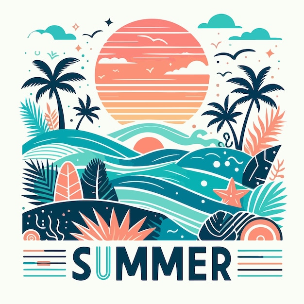 Vector vector images with a summer theme