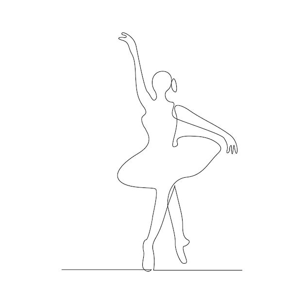 Vector in één doorlopende lijn tekening van Ballet Danser minimalist geïsoleerd op witte achtergrond
