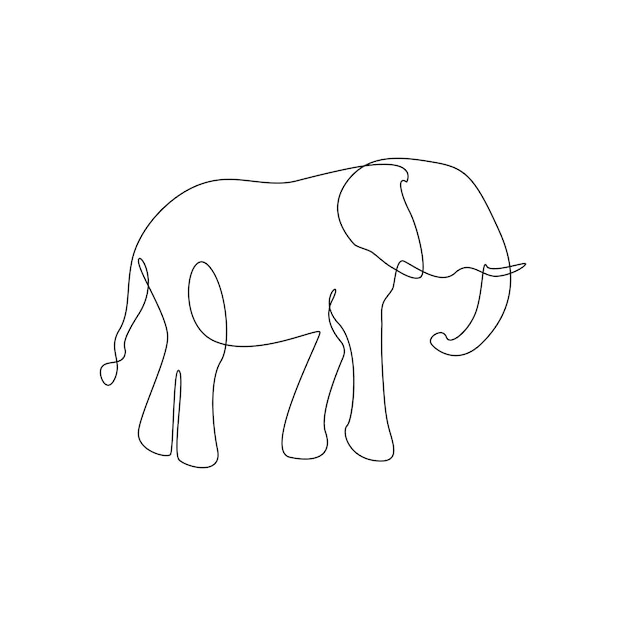 Вектор Вектор в одной непрерывной линии рисунок слона изолирован на белом фоне минималистский