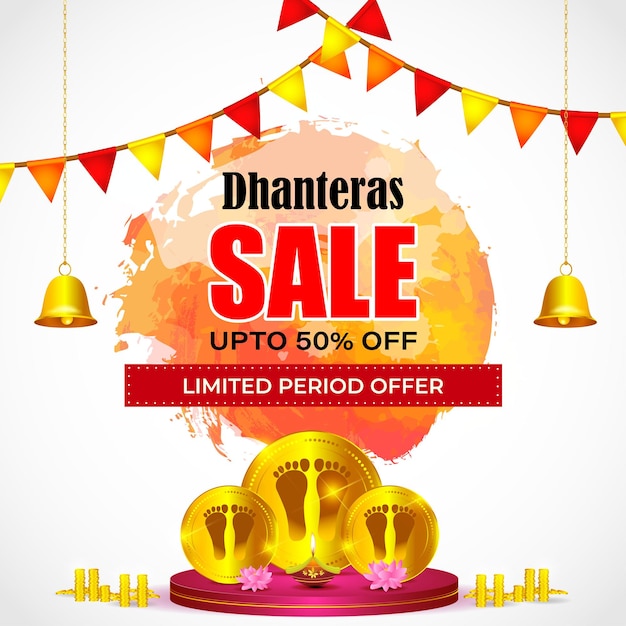 Vector indian festival dhantera offer sale banner