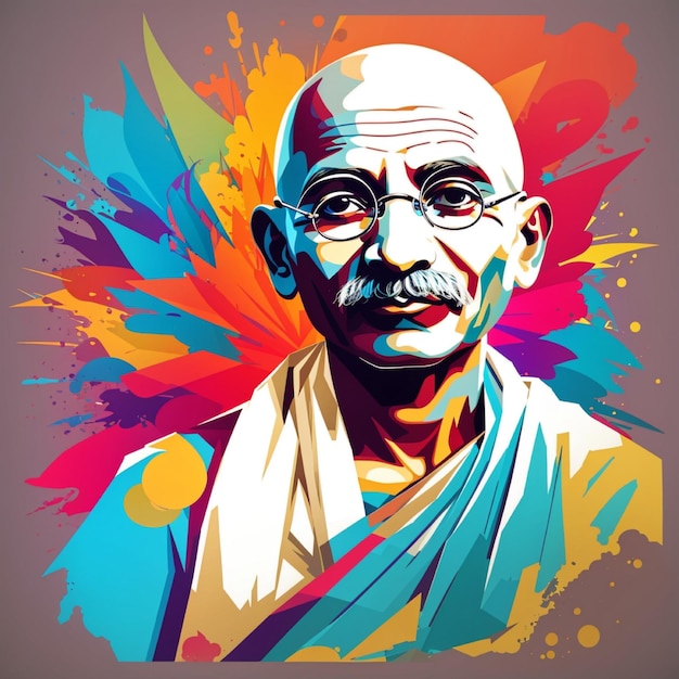 Vettore illustrazione dell'opera d'arte del combattente per la libertà indiano mahatma gandhi