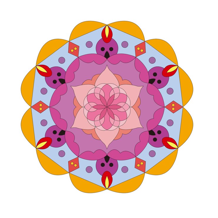 Vector indian mandala outline decorative round ornament Circular pattern in form of mandala sacred