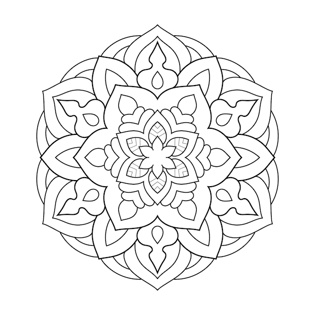 Vector Indian mandala with Floral outline for coloring page