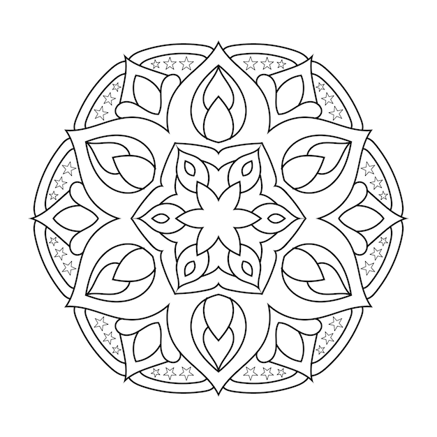 Vector Indian mandala with Floral outline for coloring page