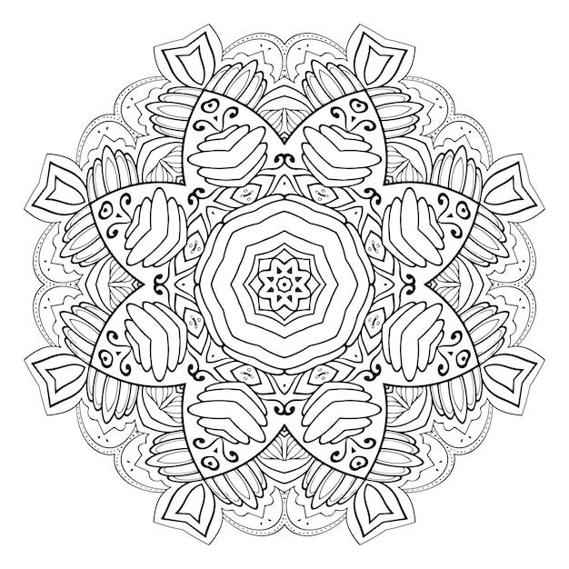 Mandala indiano di vettore mandala di contorno per colorare