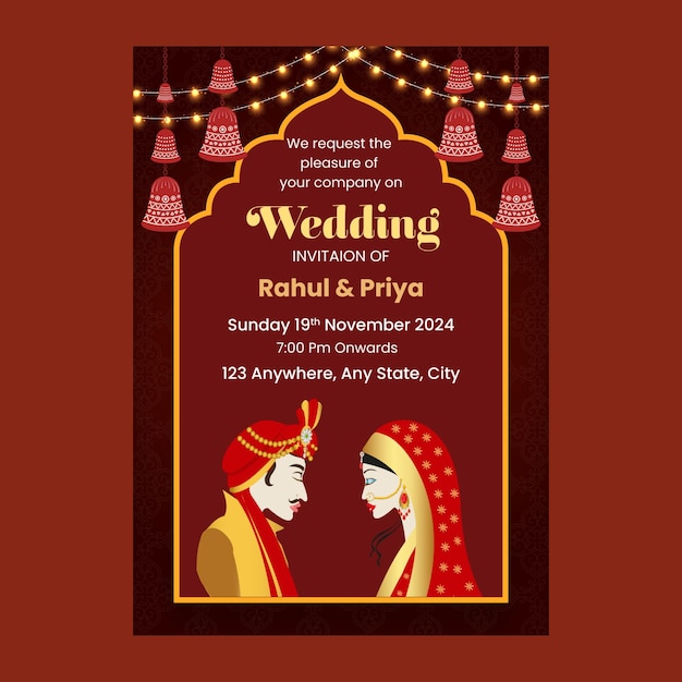 Vector vector indian rajasthan wedding invitation card