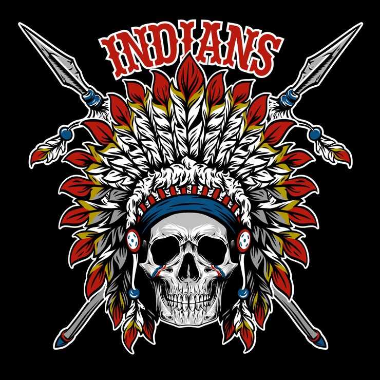 Vector vector of indians skull warrior emblem