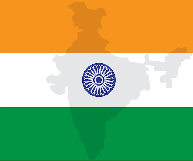 Vector Indiase vlag met Indiase kaart achtergrond