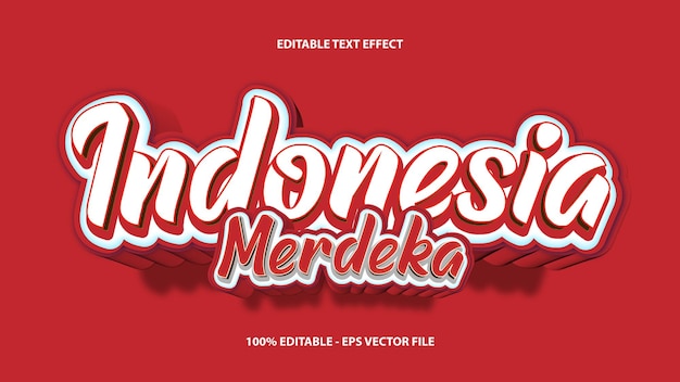 Vector Indonesia Merdeka text effect editable with modern font style
