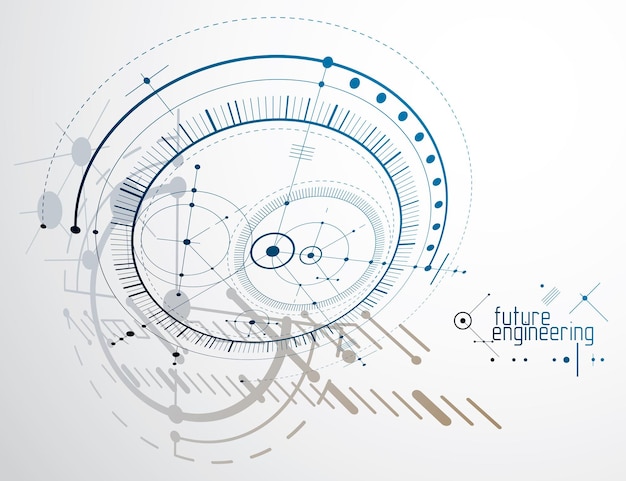 ベクトル ベクトル産業および工学の背景、将来の技術計画。メカニズム、機械的スキームの抽象的な青写真。