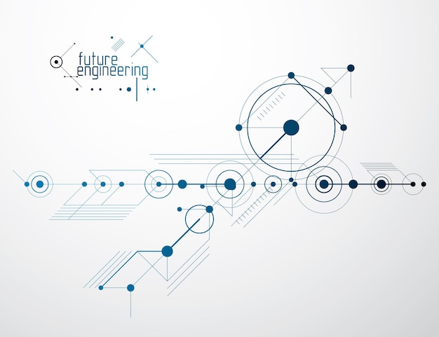 ベクトル ベクトル産業および工学の背景、将来の技術計画。メカニズム、機械的スキームの抽象的な青写真。