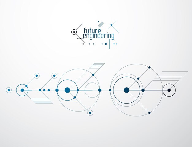 벡터 벡터 산업 및 엔지니어링 배경, 미래 기술 계획입니다. 메커니즘, 기계적 구성표의 추상 청사진입니다.