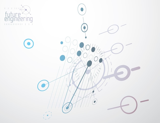 Vector industrial and engineering background, future technical plan. Abstract blueprint of mechanism, mechanical scheme.