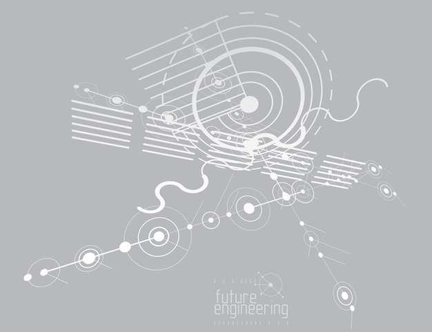 Vector vector industrial and engineering background, future technical plan. abstract blueprint of mechanism, mechanical scheme.