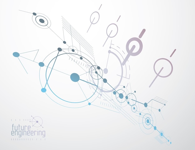 Vector vector industrial and engineering background, future technical plan. abstract blueprint of mechanism, mechanical scheme.