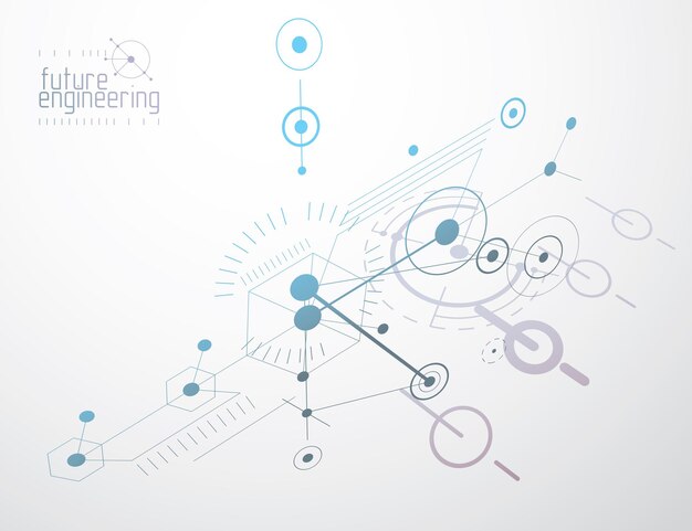 Vector vector industrial and engineering background, future technical plan. abstract blueprint of mechanism, mechanical scheme.