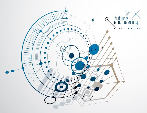 Vector vector industrial and engineering background, future technical plan. abstract blueprint of mechanism, mechanical scheme.