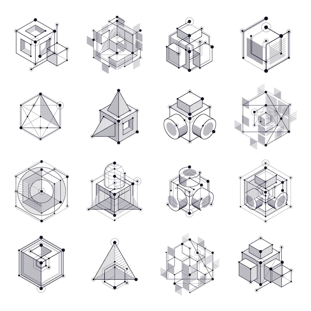 Set di sfondi vettoriali in bianco e nero industriale e ingegneristico, piano tecnico futuro. la moderna composizione geometrica può essere utilizzata come modello e layout.