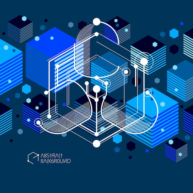 Vector industrial and engineering blue black background, future technical plan. Modern geometric composition can be used as template and layout.