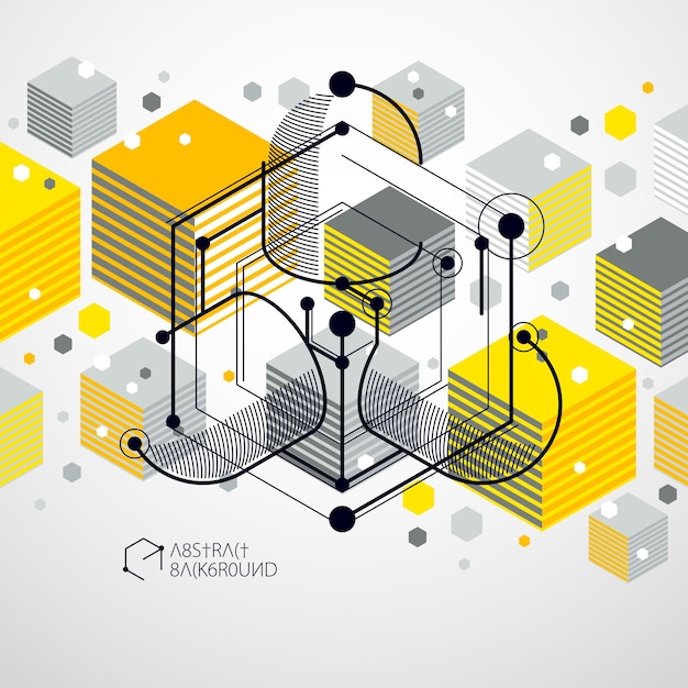 Vector industrial and engineering yellow background, future technical plan. Modern geometric composition can be used as template and layout.