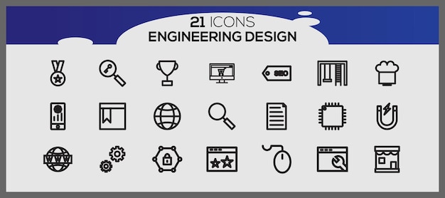 Vector industrie engineering mechanische dunne lijn iconen Bundle van engineering set iconen