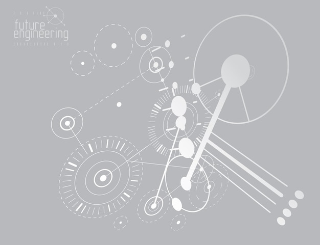Vector vector industriële en technische achtergrond, toekomstig technisch plan. abstracte blauwdruk van mechanisme, mechanisch schema.