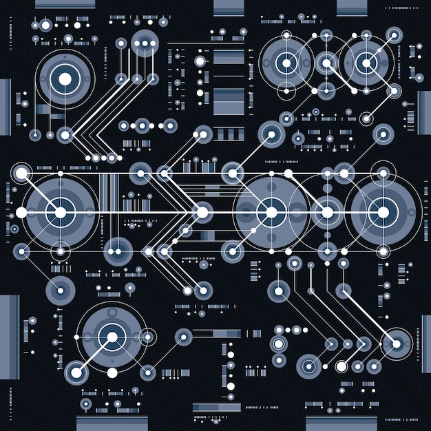 Vector industriële en technische achtergrond, toekomstig technisch plan. Perspectiefblauwdruk van mechanisme, mechanisch schema. Voor gebruik als websiteachtergrond.