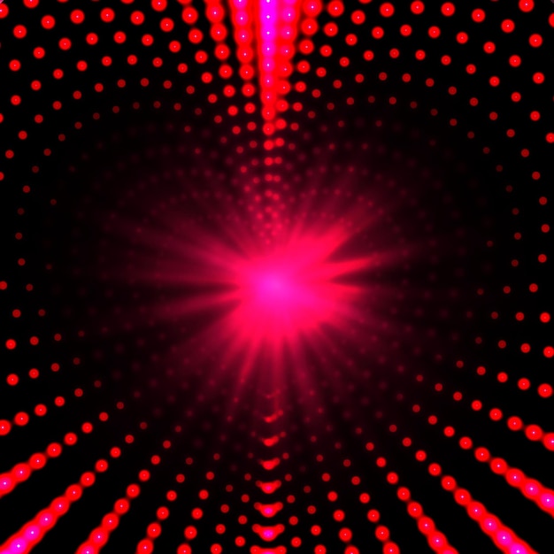 Vector infinite heartshaped tunnel of shining flares on  red background