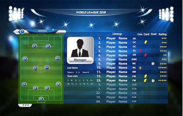 vector info graphic football or soccer field statistics