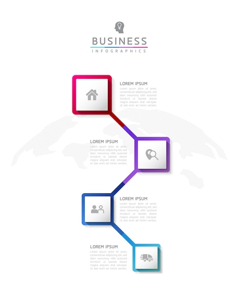 Vector infographic bedrijfspresentatiesjabloon verbonden met 4 opties