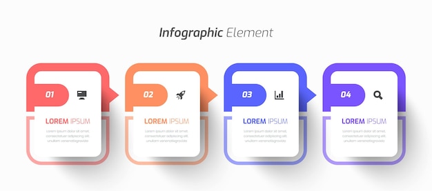 Vector infographic business met rectangle label line icon en 4 opties voor presentatie