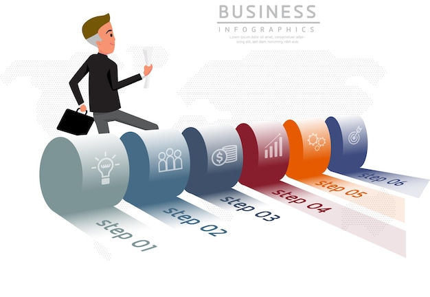 Vector infographic business presentatie sjabloon verbonden met 6 opties