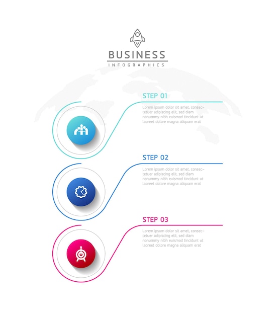 Vector infographic business presentation template connected with 3 options