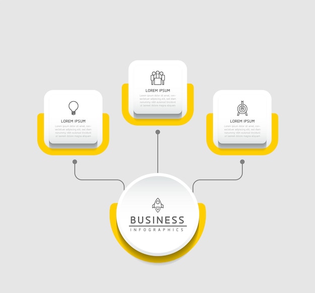 Vector infographic business presentation template connected with 3 options