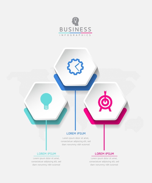 Vector infographic business presentation template connected with 3 options