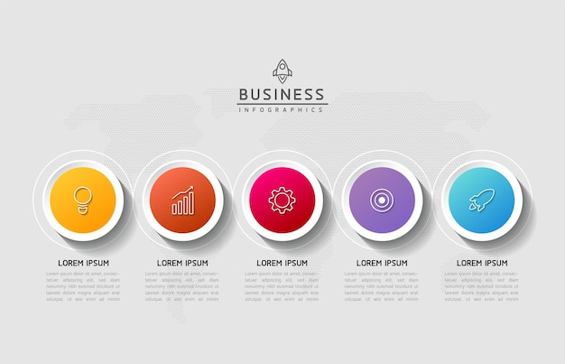 Vector infographic business presentation template connected with 5 options