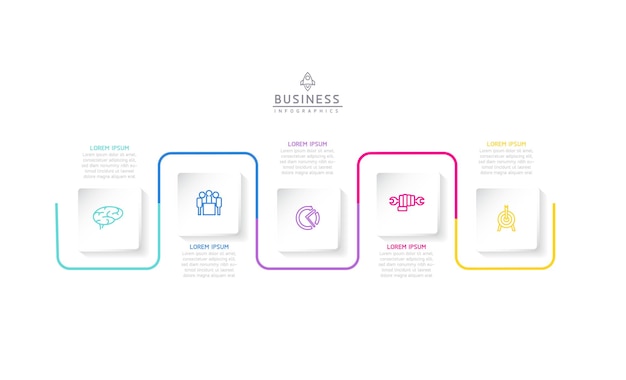 Шаблон векторной инфографической бизнес-презентации, связанный с 5 вариантами