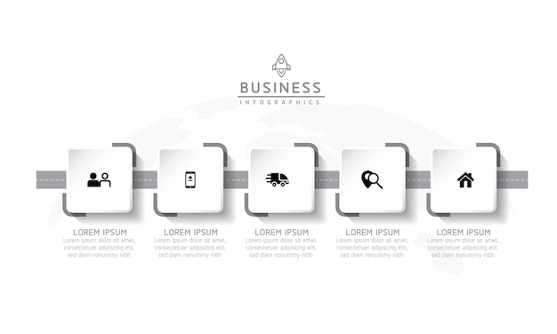 Vector infographic business presentation template connected with 5 options