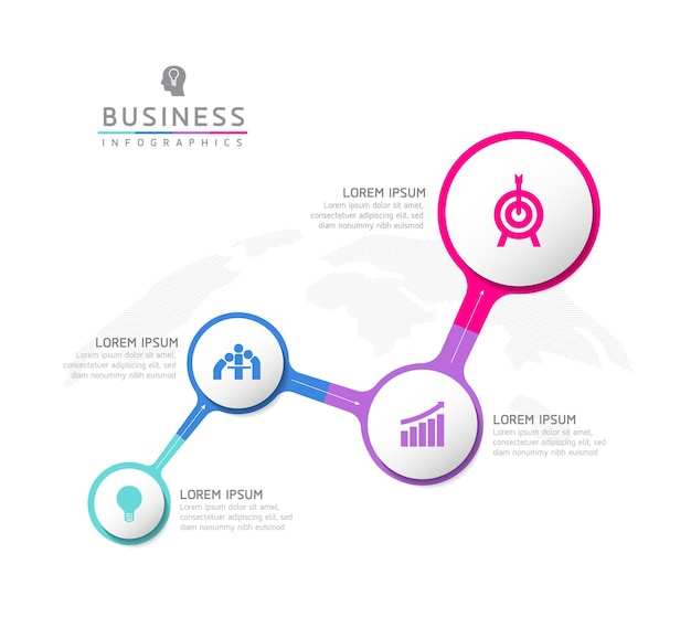 Vector infographic business presentation template with circular interconnection with 3 options