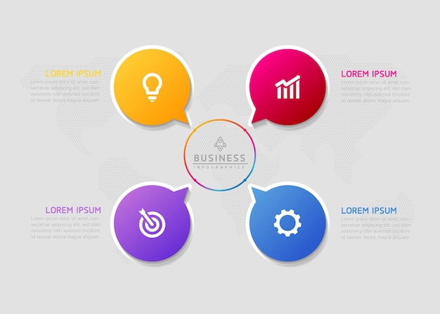 Vector infographic business presentation template with circular interconnection with 4 options