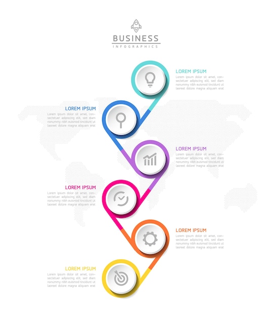 Vector infographic business presentation template with circular interconnection with 6 options