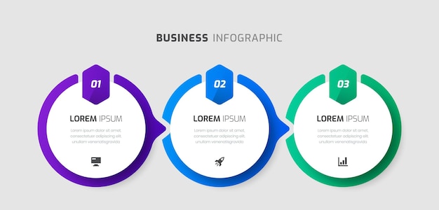 Вектор Векторный инфографический бизнес со значком круговой метки и 3 числами для презентации