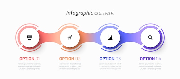 Вектор Векторный инфографический бизнес с тонкой линией иконки круговой этикетки и номером 4 для презентации