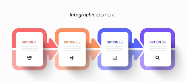 Vector vector infographic business with rectangle label arrows icon and 4 option for presentation