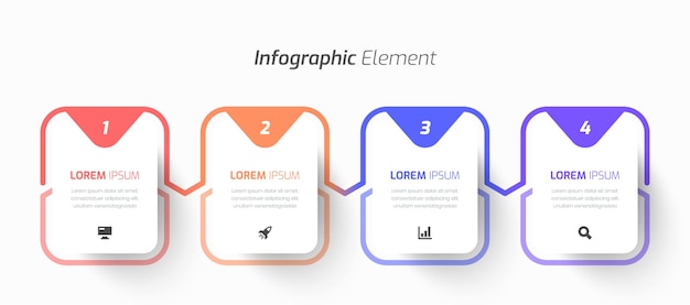 화이트 라벨 라인 아이콘과 프리젠테이션용 숫자 4개가 포함된 벡터 인포그래픽 비즈니스