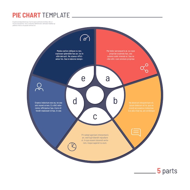 Vector infographic circle chart template Five parts